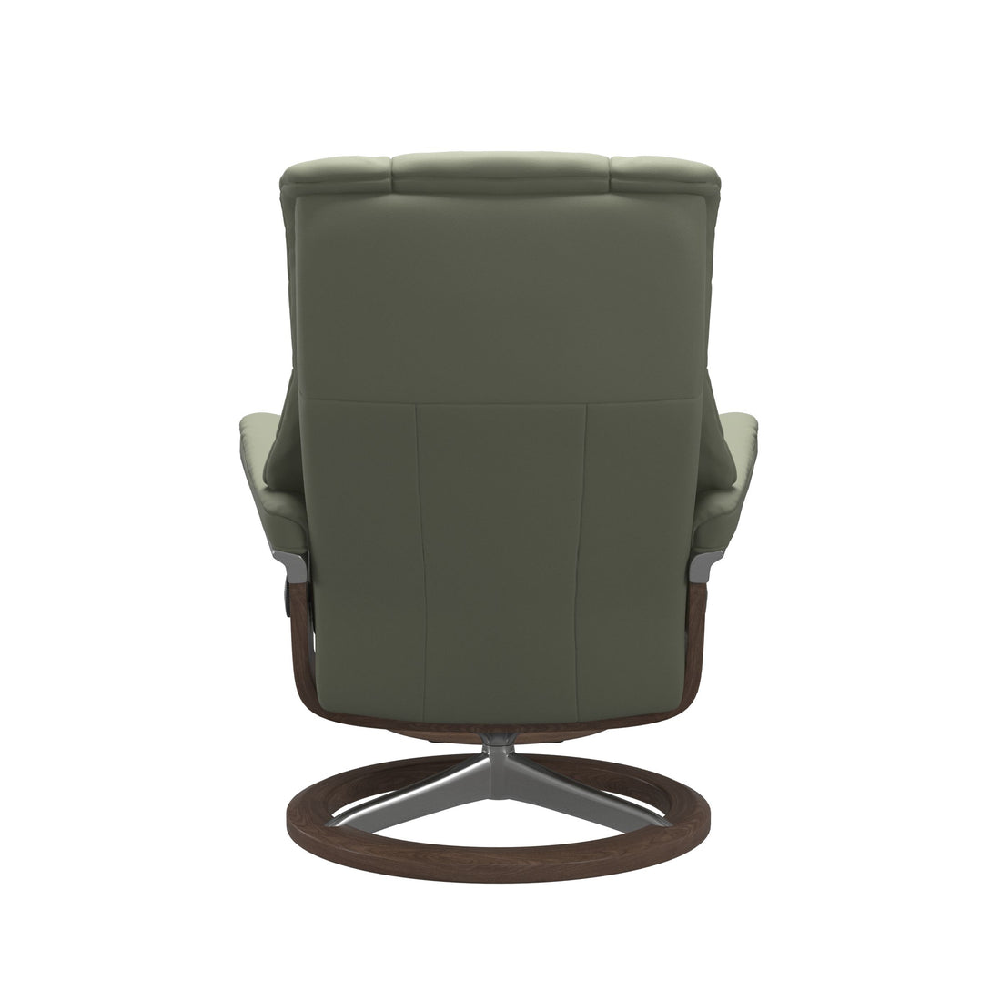 Stressless Mayfair Recliner Signature Base in Paloma Shadow Green, Walnut, back view