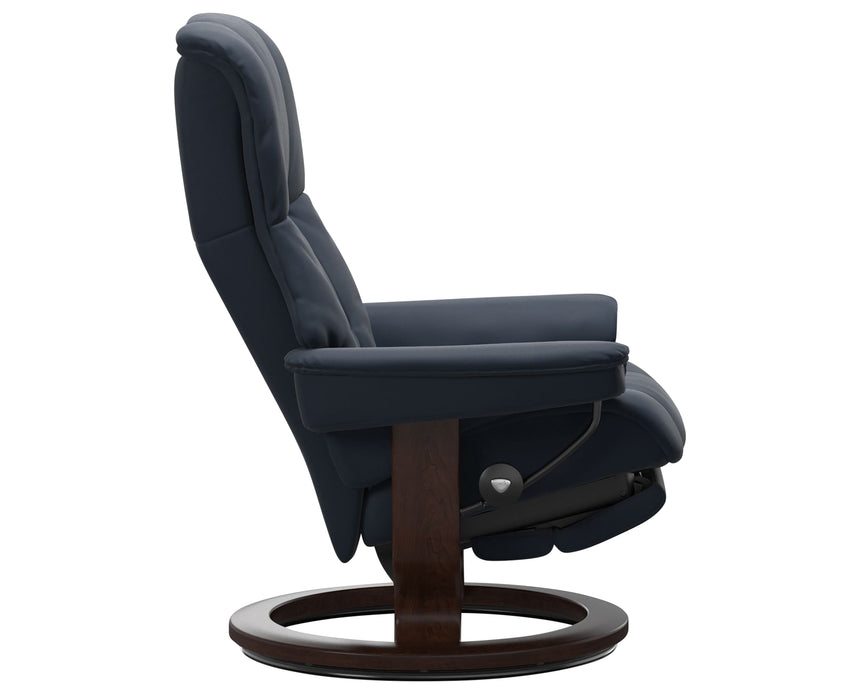 Paloma Leather Oxford Blue L & Brown Base | Stressless Mayfair Classic Power Recliner | Valley Ridge Furniture