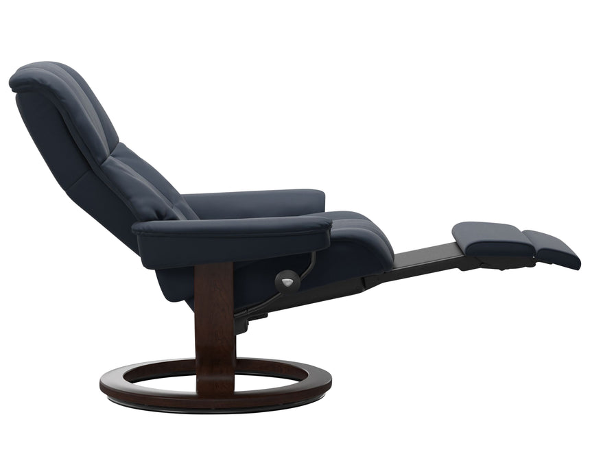 Paloma Leather Oxford Blue L & Brown Base | Stressless Mayfair Classic Power Recliner | Valley Ridge Furniture