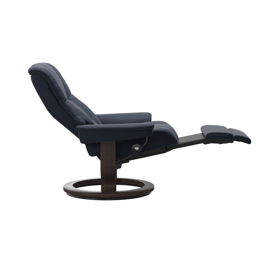 Mayfair Recliner - Classic Power Base - Paloma Oxford Blue - Wenge Wood