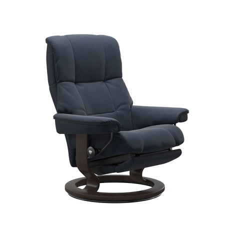 Mayfair Recliner - Classic Power Base - Paloma Oxford Blue - Wenge Wood