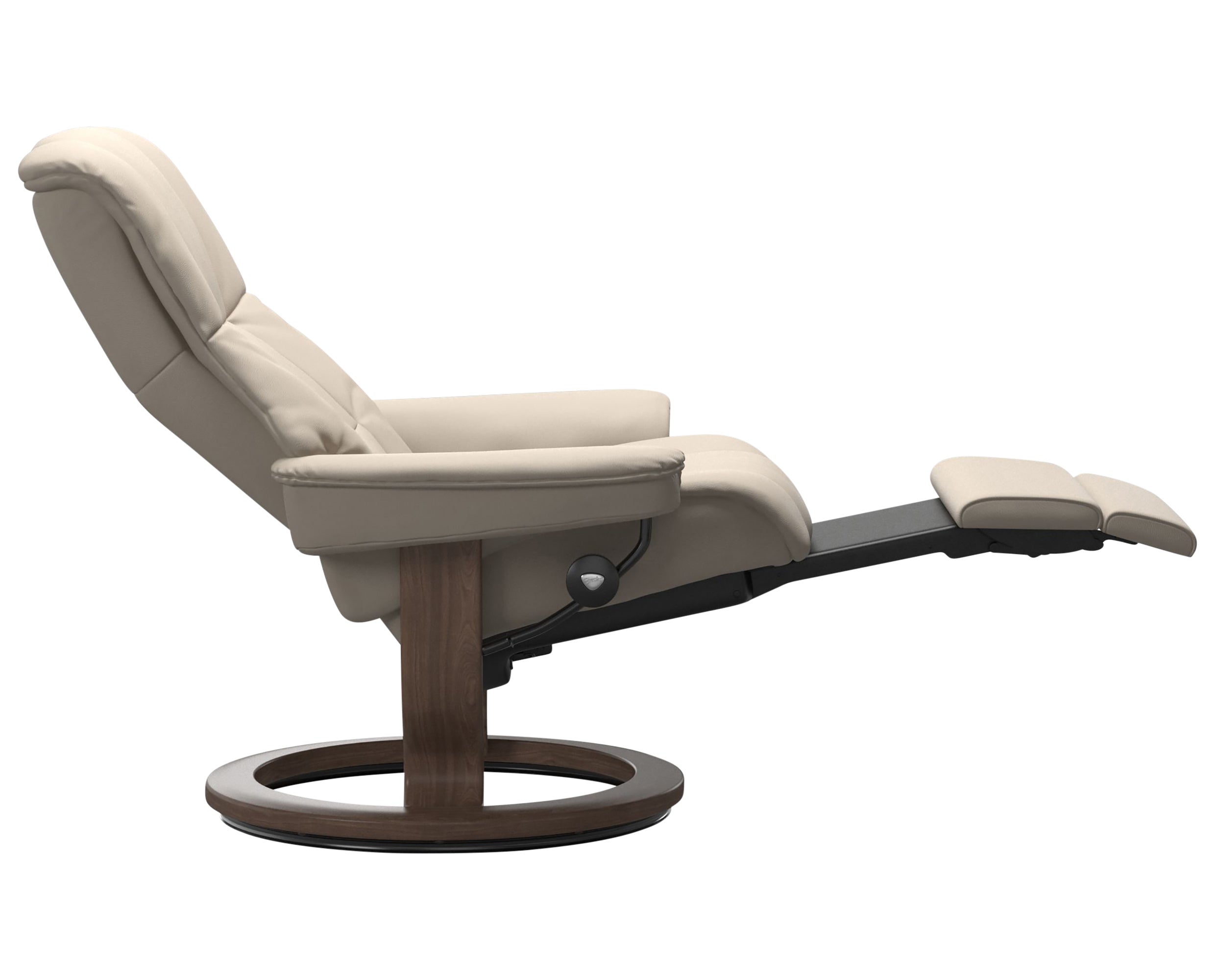 Paloma Leather Fog L &amp; Walnut Base | Stressless Mayfair Classic Power Recliner | Valley Ridge Furniture