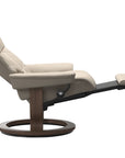 Paloma Leather Fog L & Walnut Base | Stressless Mayfair Classic Power Recliner | Valley Ridge Furniture