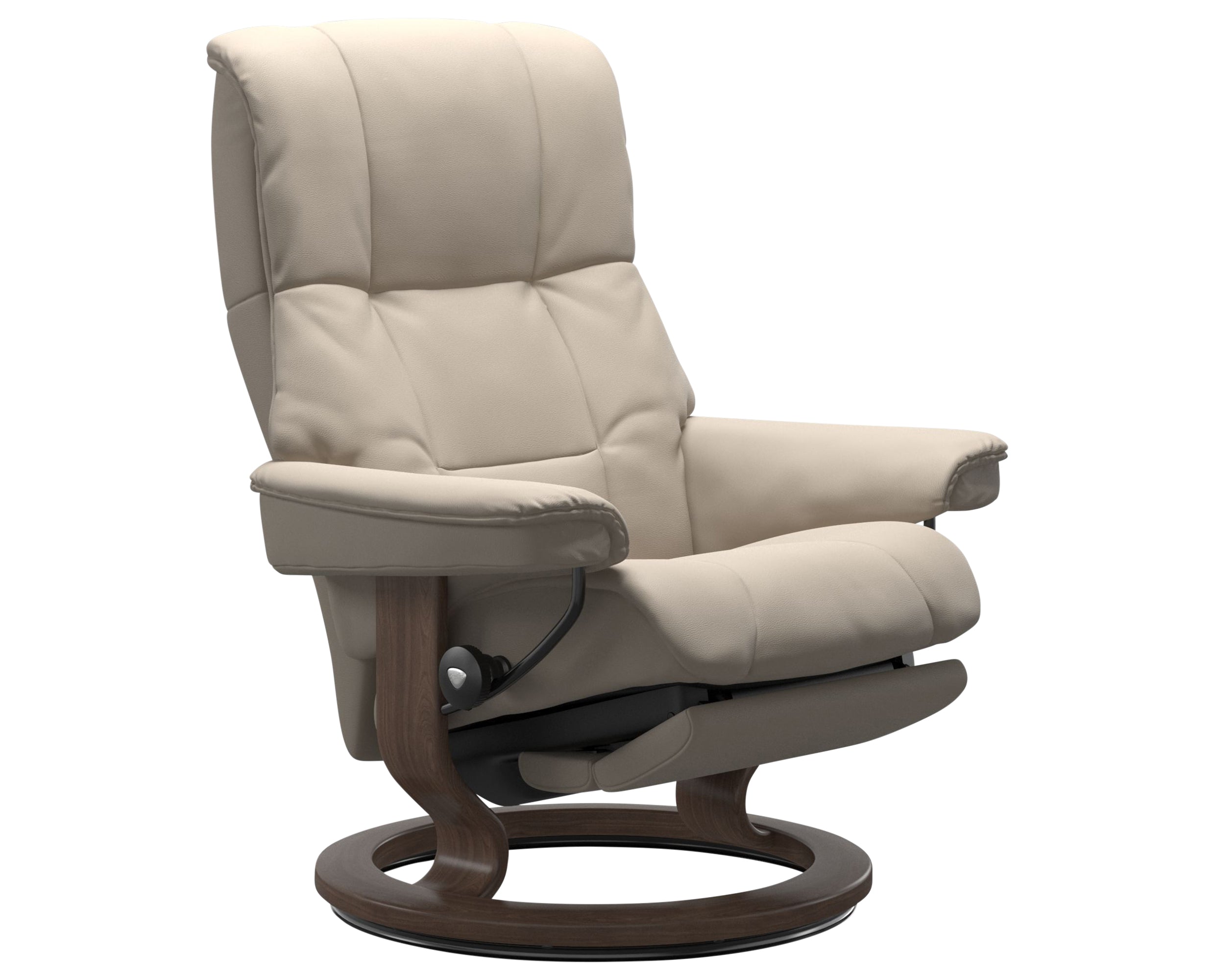 Paloma Leather Fog L & Walnut Base | Stressless Mayfair Classic Power Recliner | Valley Ridge Furniture