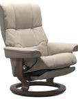 Paloma Leather Fog L & Walnut Base | Stressless Mayfair Classic Power Recliner | Valley Ridge Furniture