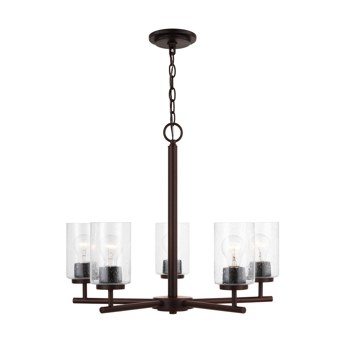 Oslo Five Light Chandelier — Clear Seeded