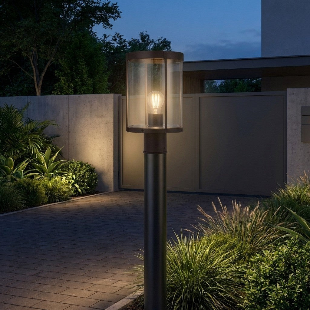 Luning 13 One Light Outdoor Post Lantern — Clear Glass