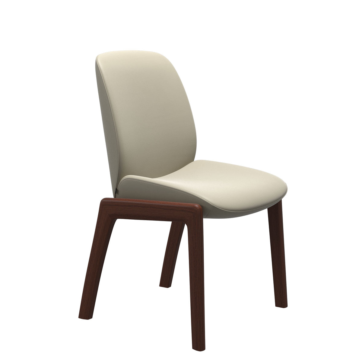 Bay Low Back Dining Chair - Paloma Light Grey - Walnut - Armless