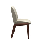 Bay Low Back Dining Chair - Paloma Light Grey - Walnut - Armless