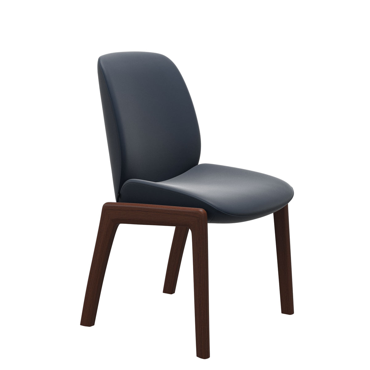 Bay Low Back Dining Chair - Paloma Oxford Blue - Walnut - Armless