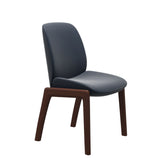 Bay Low Back Dining Chair - Paloma Oxford Blue - Walnut - Armless
