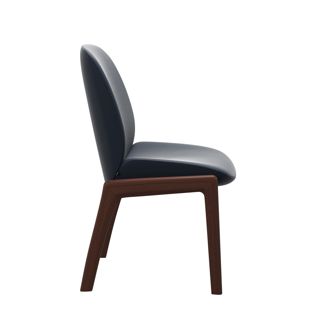 Bay Low Back Dining Chair - Paloma Oxford Blue - Walnut - Armless