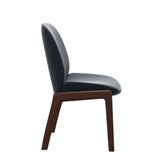 Bay Low Back Dining Chair - Paloma Oxford Blue - Walnut - Armless