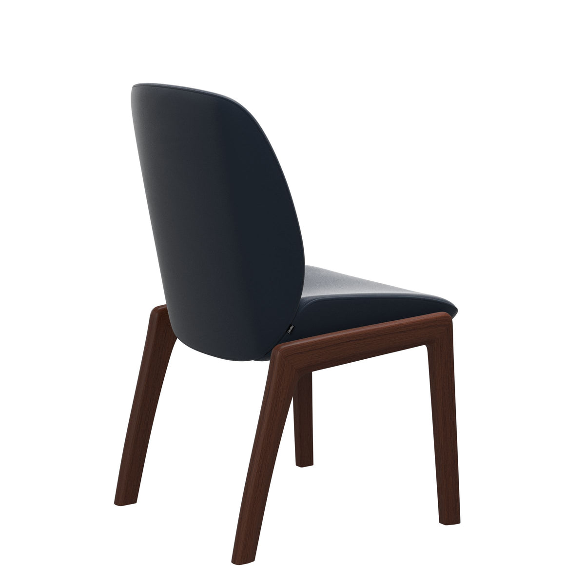 Bay Low Back Dining Chair - Paloma Oxford Blue - Walnut - Armless