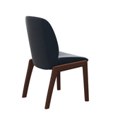 Bay Low Back Dining Chair - Paloma Oxford Blue - Walnut - Armless