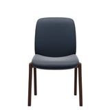 Bay Low Back Dining Chair - Paloma Oxford Blue - Walnut - Armless