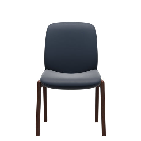 Bay Low Back Dining Chair - Paloma Oxford Blue - Walnut - Armless
