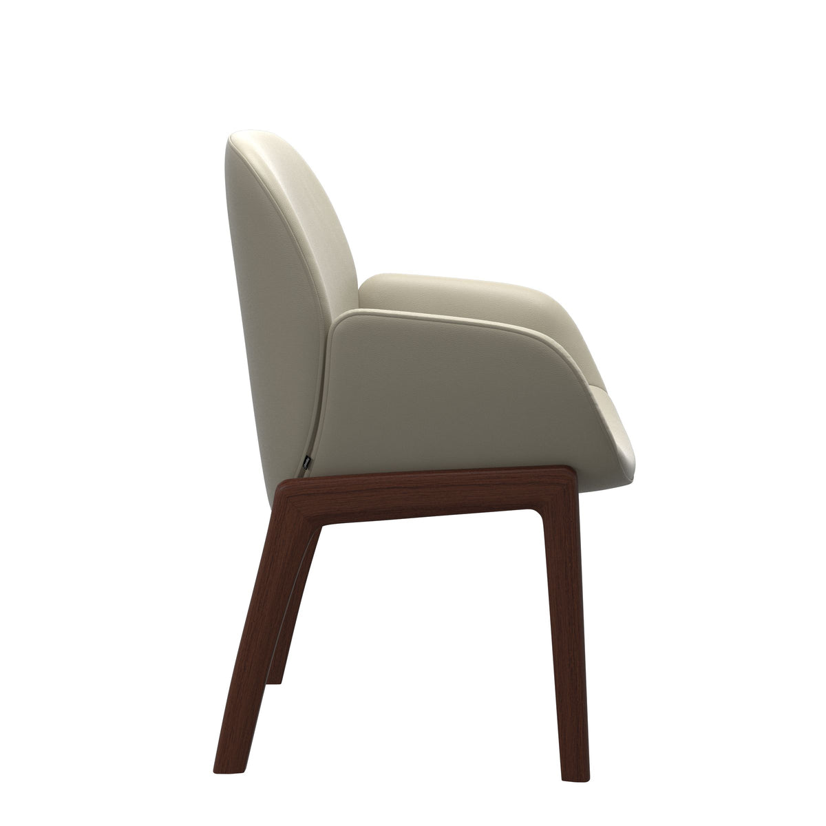 Bay Low Back Dining Chair - Paloma Light Grey - Walnut - Armchair