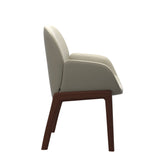 Bay Low Back Dining Chair - Paloma Light Grey - Walnut - Armchair