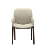 Bay Low Back Dining Chair - Paloma Light Grey - Walnut - Armchair