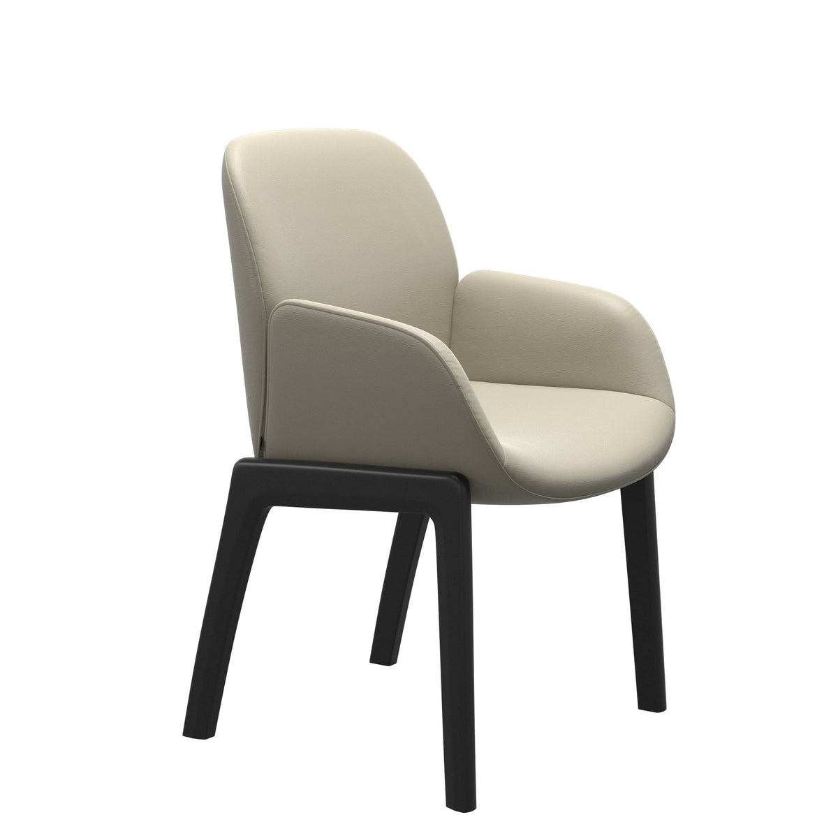 Bay Low Back Dining Chair - Paloma Light Grey - Black - Armchair