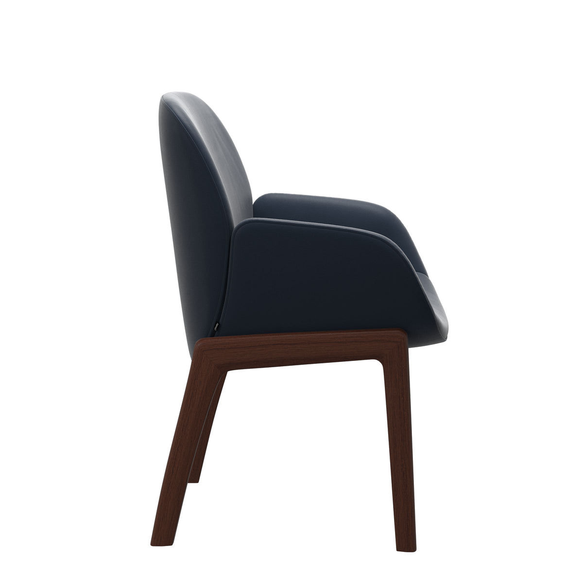 Bay Low Back Dining Chair - Paloma Oxford Blue - Walnut - Armchair