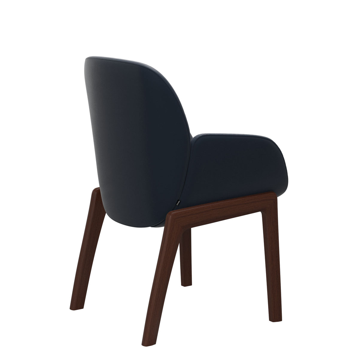 Bay Low Back Dining Chair - Paloma Oxford Blue - Walnut - Armchair