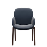 Bay Low Back Dining Chair - Paloma Oxford Blue - Walnut - Armchair