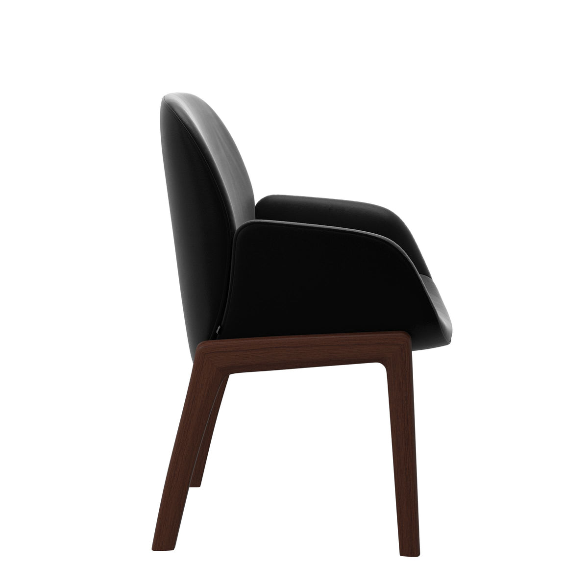 Bay Low Back Dining Chair - Paloma Black - Walnut - Armchair