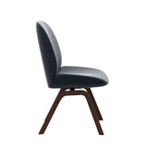 Bay Low Back Dining Chair - Paloma Oxford Blue - Walnut - Armless