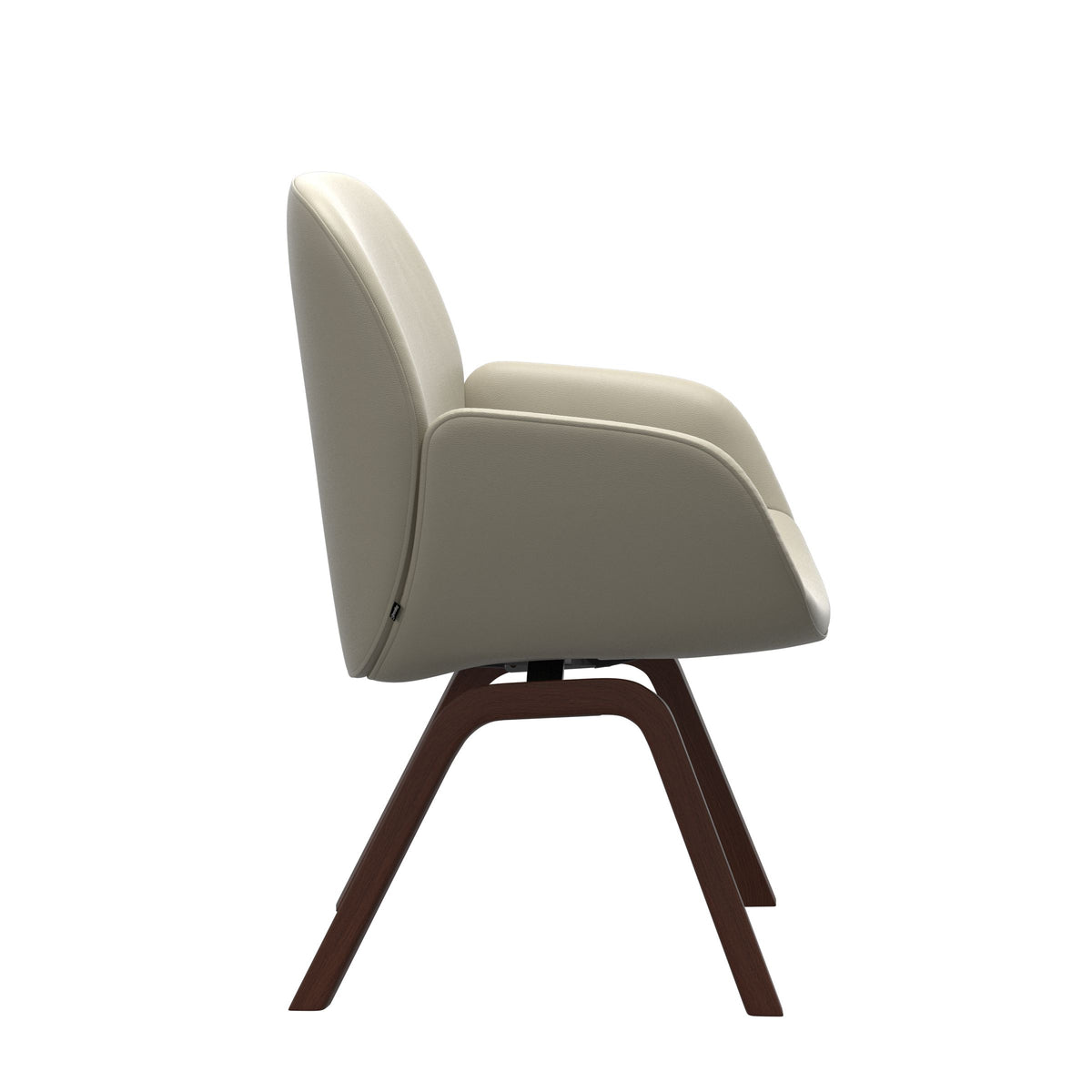 Bay Low Back Dining Chair - Paloma Light Grey - Walnut - Armchair