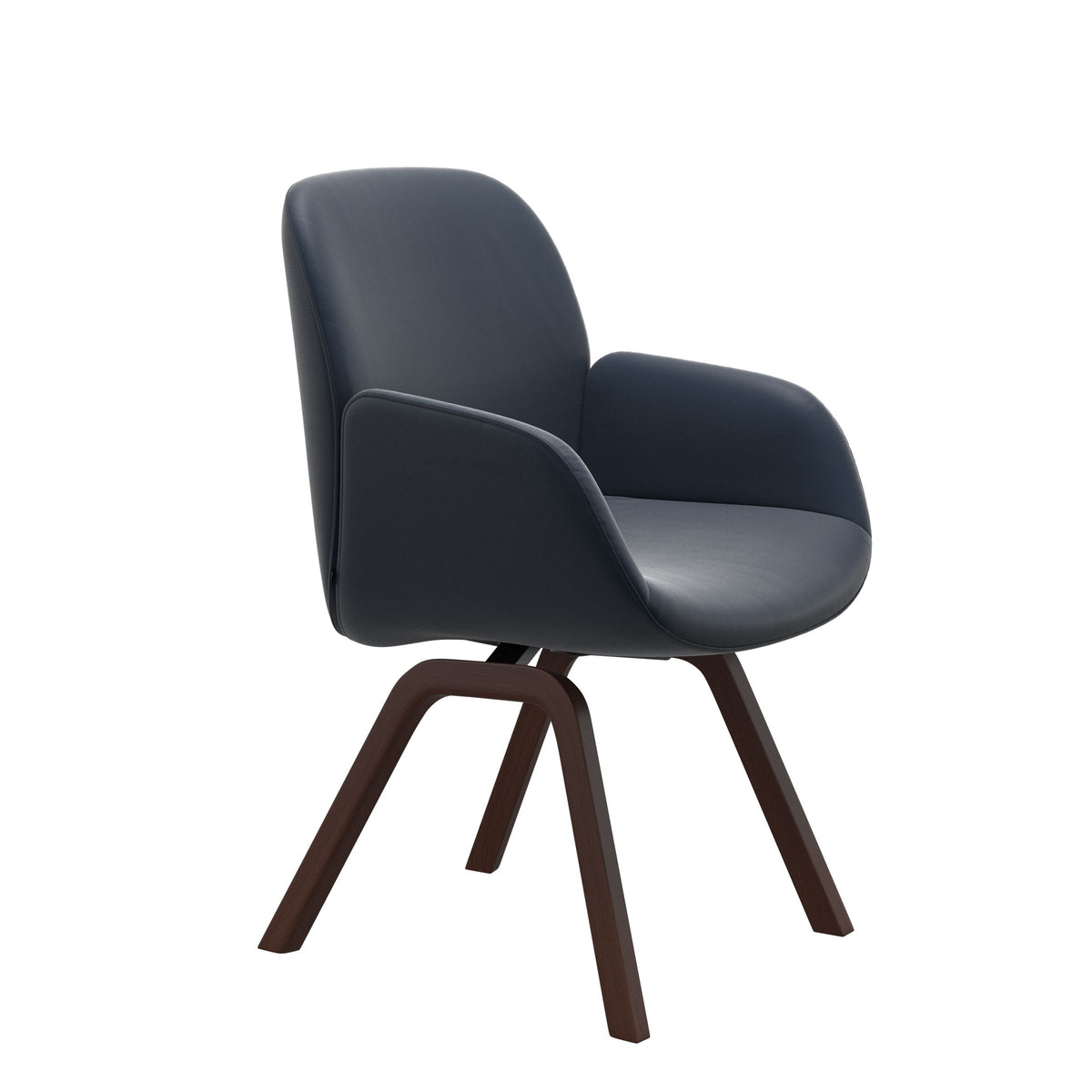 Bay Low Back Dining Chair - Paloma Oxford Blue - Walnut - Armchair