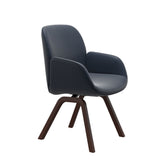 Bay Low Back Dining Chair - Paloma Oxford Blue - Walnut - Armchair