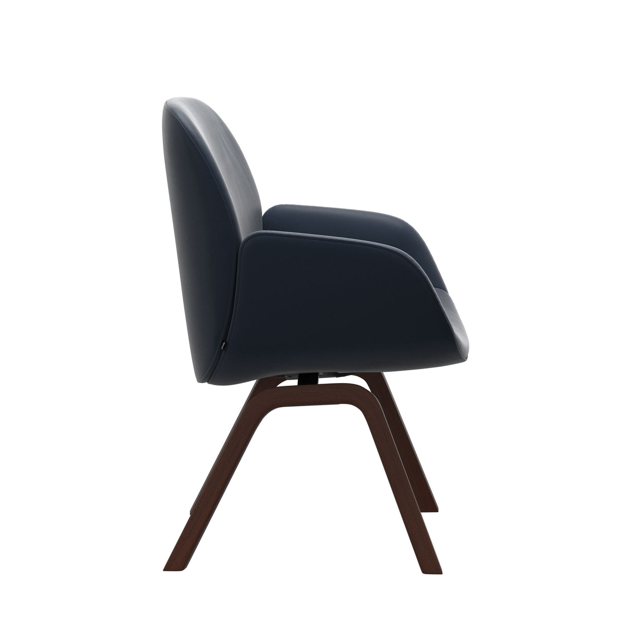 Bay Low Back Dining Chair - Paloma Oxford Blue - Walnut - Armchair