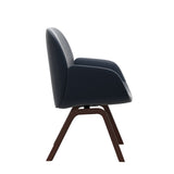 Bay Low Back Dining Chair - Paloma Oxford Blue - Walnut - Armchair