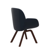 Bay Low Back Dining Chair - Paloma Oxford Blue - Walnut - Armchair