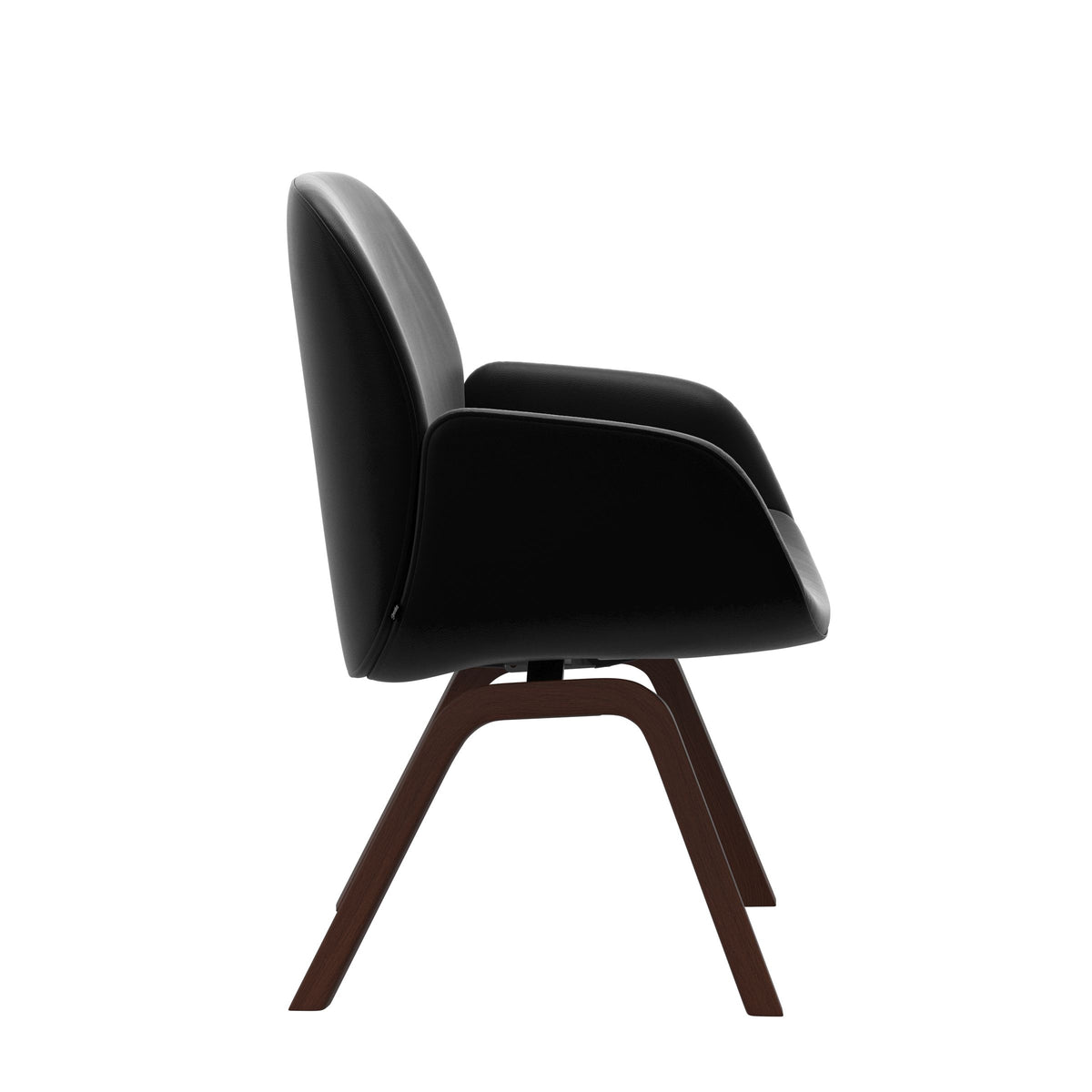 Bay Low Back Dining Chair - Paloma Black - Walnut - Armchair