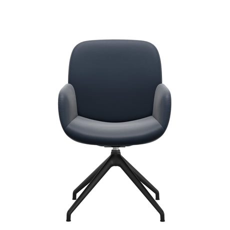 Bay Low Back Dining Chair - Paloma Oxford Blue - Matte Black - Armchair