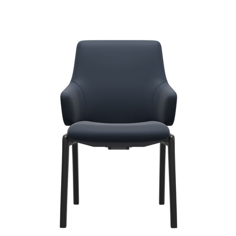 Stressless Laurel Low Back Dining Chair with Vertical Legs (D100) in Paloma Oxford Blue with Black legs, armchair, front view