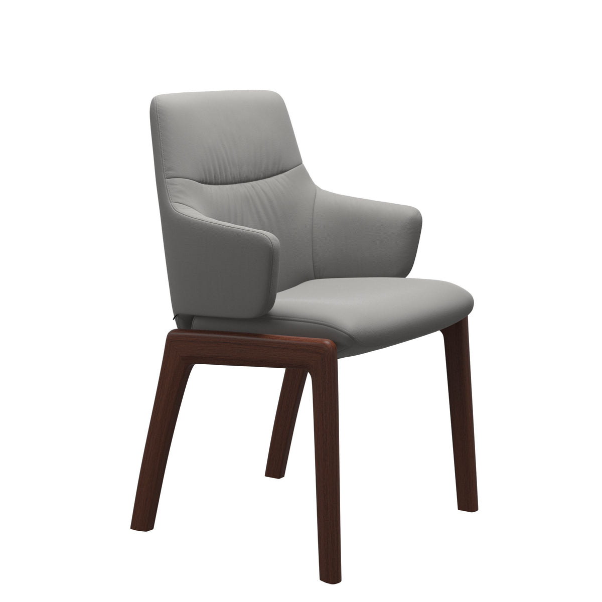 Stressless Mint Low Back Dining Chair with Vertical Legs (D100) in Paloma Silver Grey with Walnut legs, armchair, side view