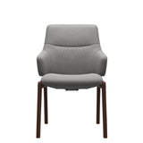 Stressless Mint Low Back Dining Chair with Vertical Legs (D100) in Paloma Silver Grey with Walnut legs, armchair, front view