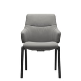 Stressless Mint Low Back Dining Chair with Vertical Legs (D100) in Paloma Silver Grey with Black legs, armchair, front view