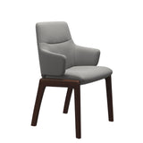 Stressless Mint Low Back Dining Chair with Vertical Legs (D100) in Paloma Silver Grey with Brown legs, armchair, side view