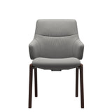 Stressless Mint Low Back Dining Chair with Vertical Legs (D100) in Paloma Silver Grey with Brown legs, armchair, front view