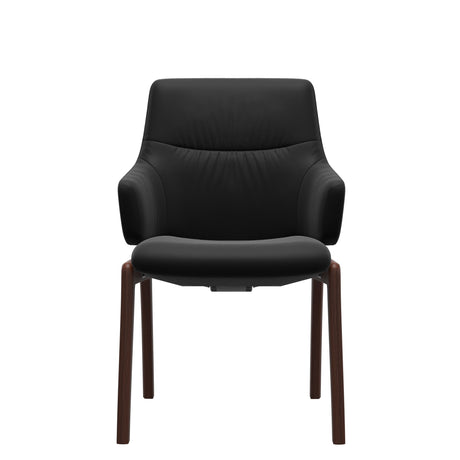 Stressless Mint Low Back Dining Chair with Vertical Legs (D100) in Paloma Black with Walnut legs, armchair, front view