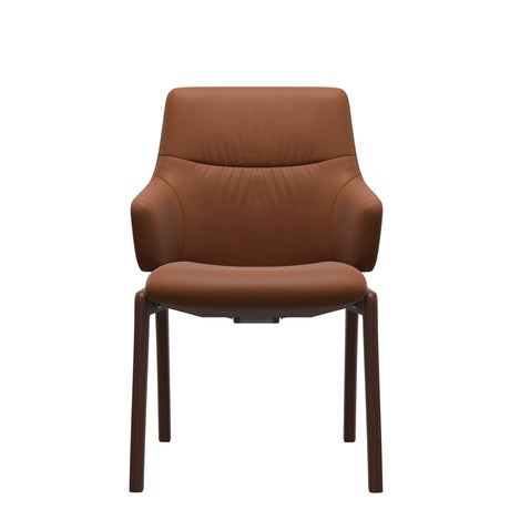 Stressless Mint Low Back Dining Chair with Vertical Legs (D100) in Paloma New Cognac with Walnut legs, armchair, front view