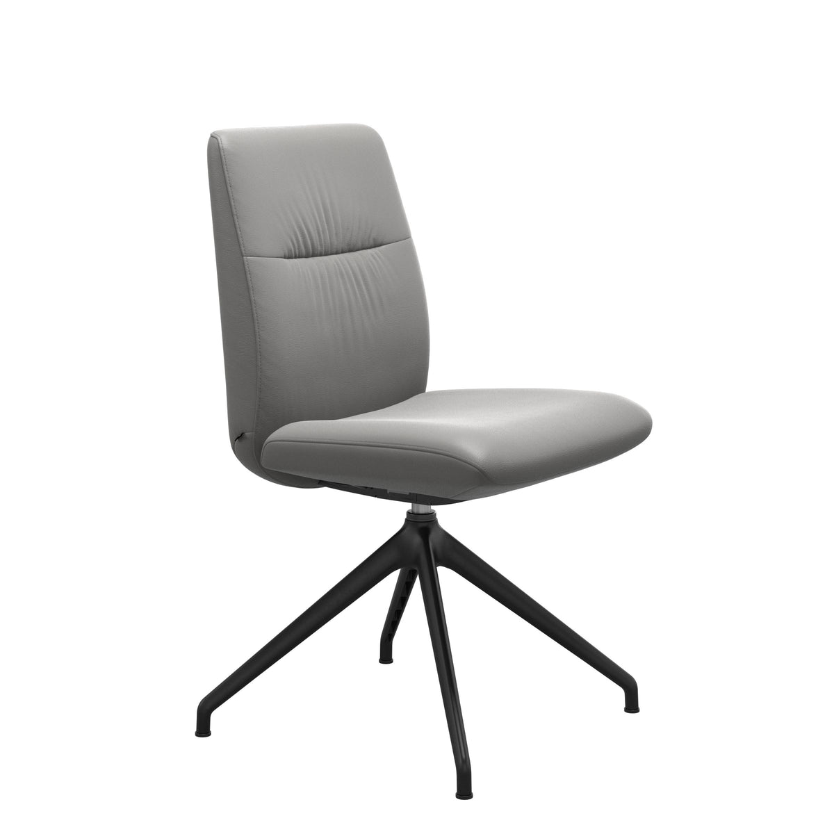 Mint Low Back Dining Chair - Paloma Silver Grey - Matte Black Swivel Base - Armless