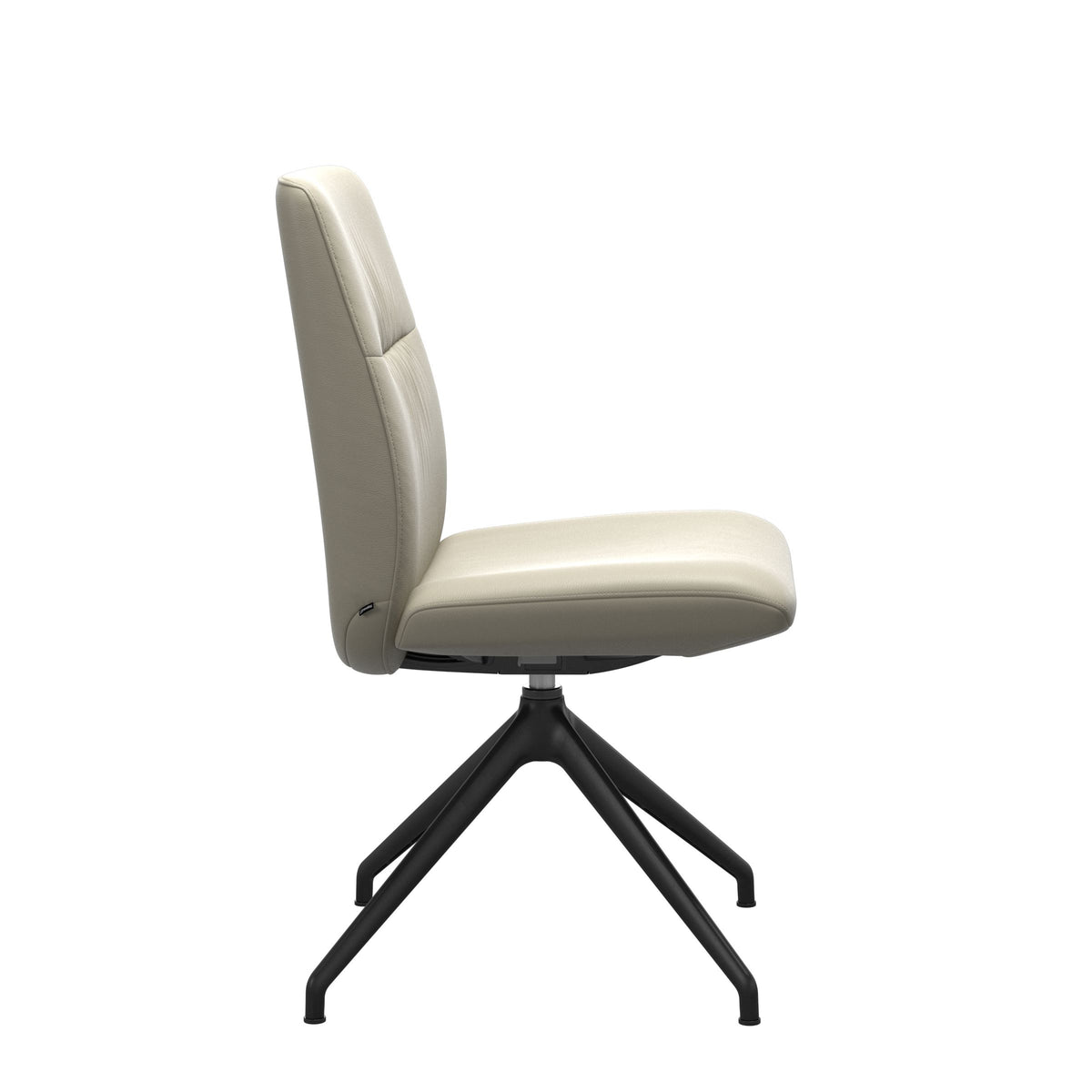 Mint Low Back Dining Chair - Paloma Light Grey - Matte Black Swivel Base - Armless