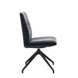 Mint Low Back Dining Chair - Paloma Oxford Blue - Matte Black Swivel Base - Armless