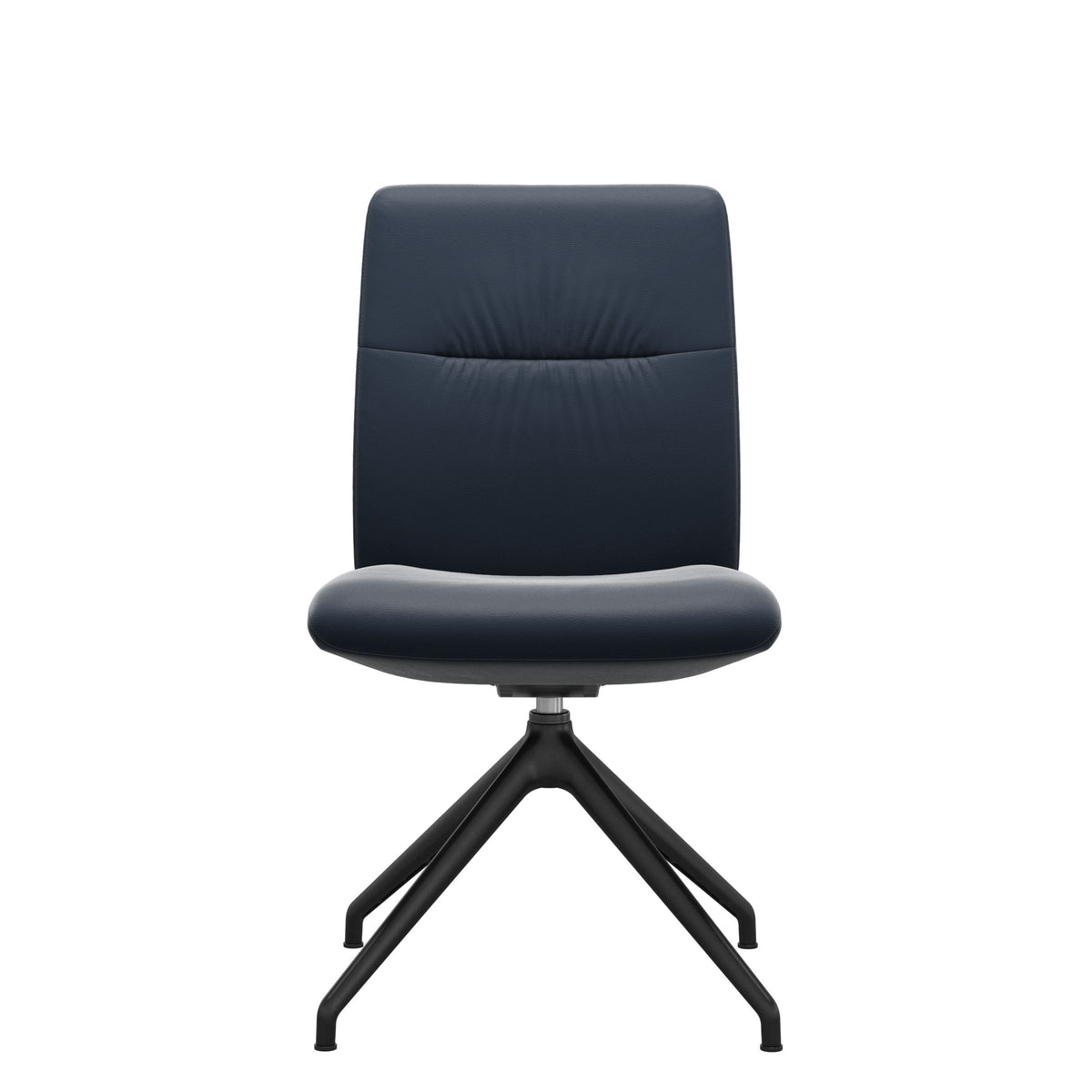 Mint Low Back Dining Chair - Paloma Oxford Blue - Matte Black Swivel Base - Armless